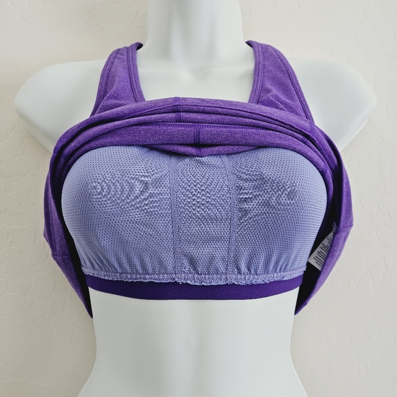 Athleta Equator Strappy Racerback Workout Tank Top Purple Padded Bra - Picture 5 of 9